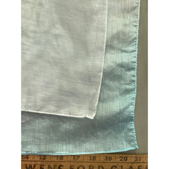 Vintage 70s Ombre Scarf Lightweight Neck Wrap Bandana White Blue Retro Style - Picture 4 of 5